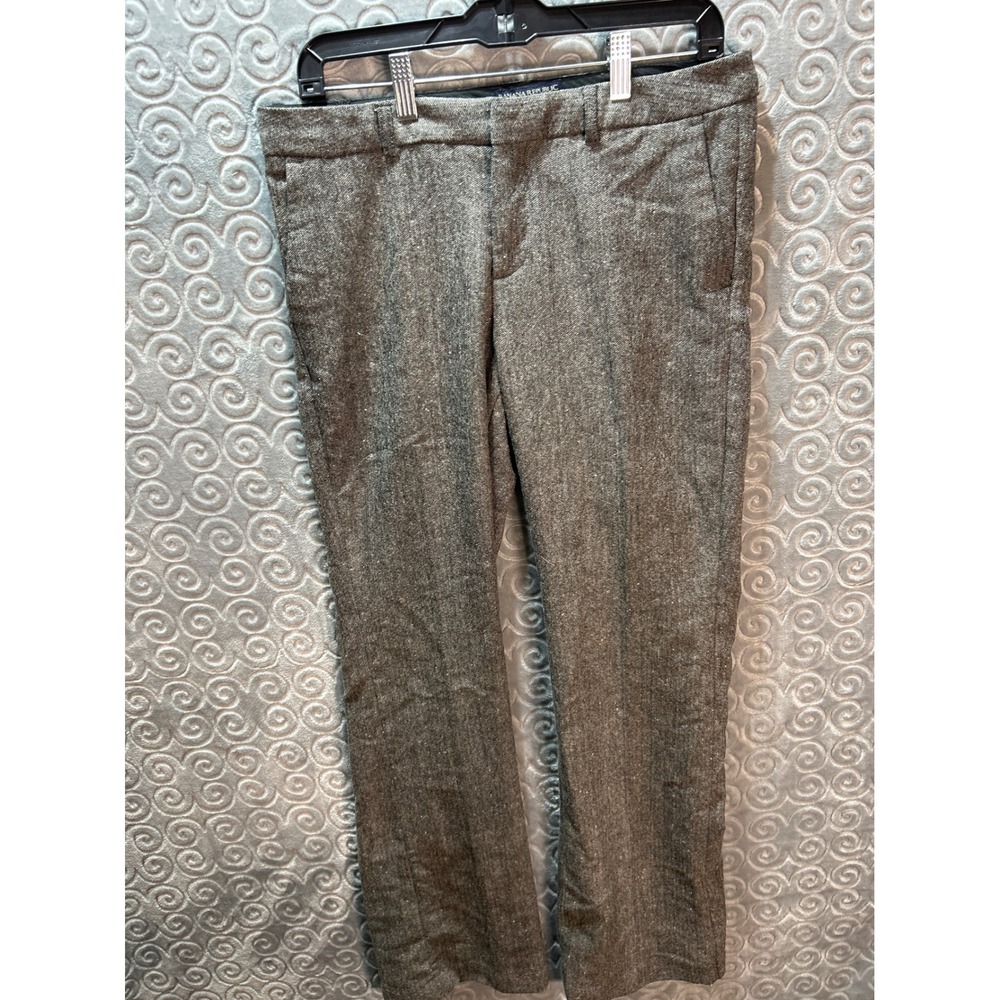Banana Republic Martin Fit Herringbone Wool Blend Trousers Women's Size‎ 8R Grey